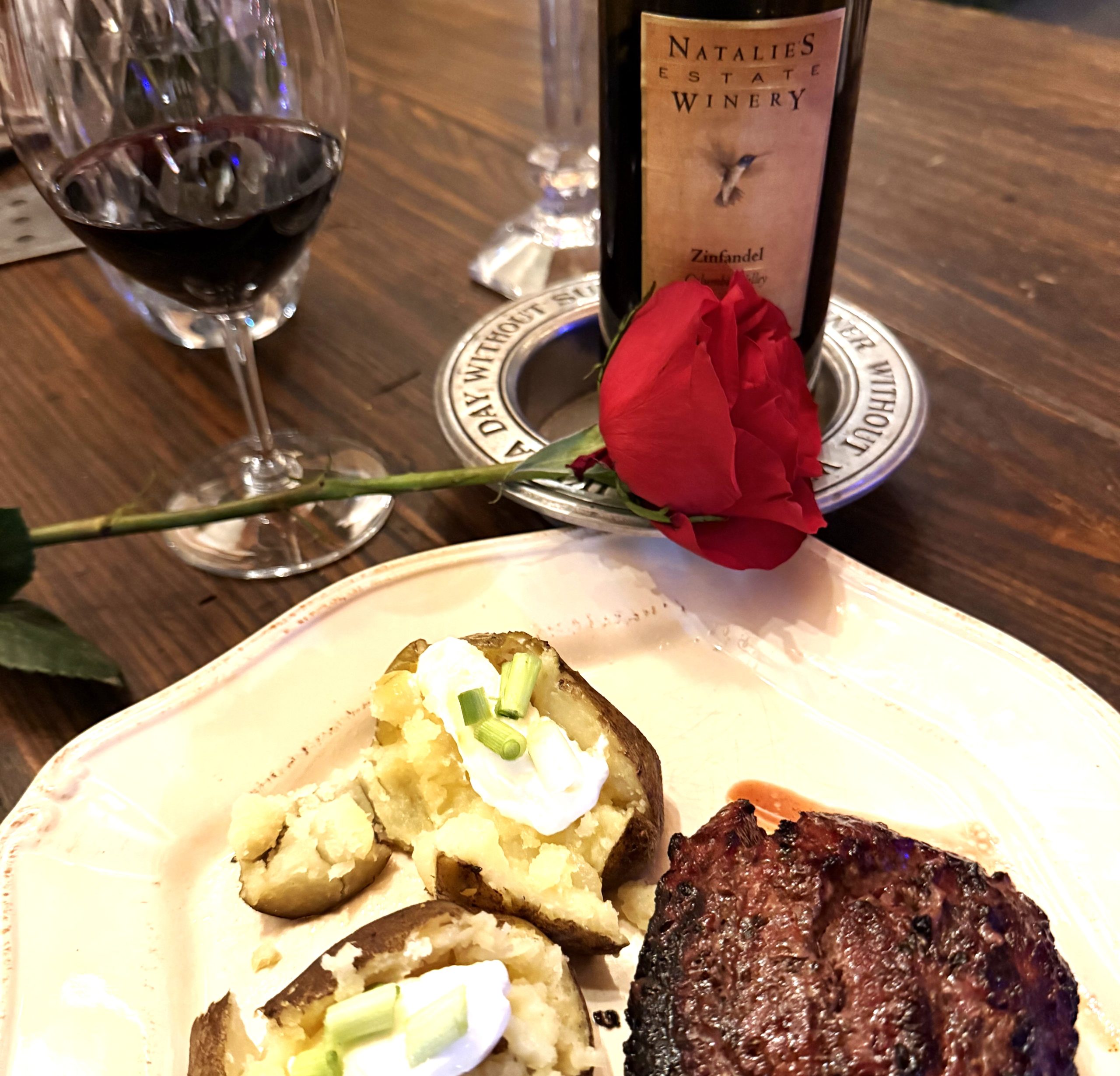 Zin pairing Beef and Potatoes paired with a bottle of Zinfandel.